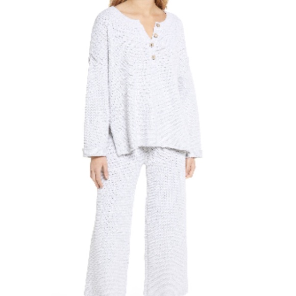 NWT! Free People free-est Hailee Waffle Stitch Top & Wide Leg Pants Knit Set - Picture 3 of 13